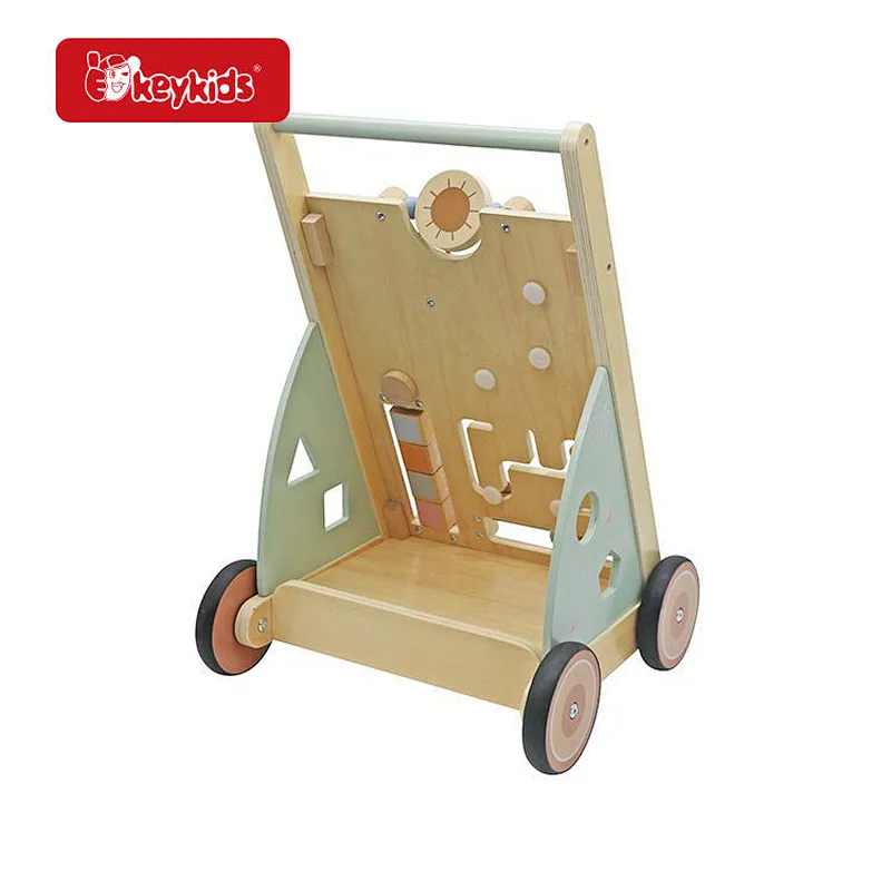 Customize Boys and Girls Wooden Push Walker with Activity Center W16E217